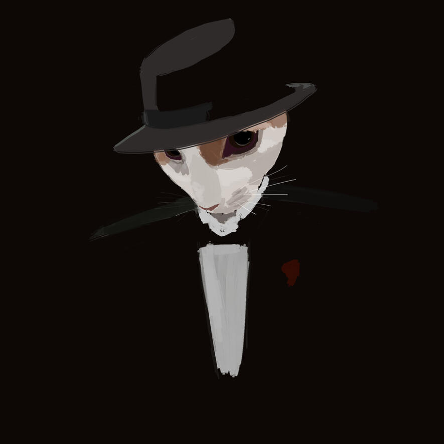 A friend's cat in the style of The Godfather that I painted for a joke